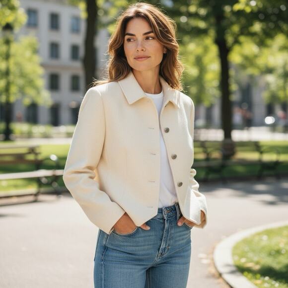 Pendleton Jackets & Blazers - Vintage Pendleton Virgin Wool White Cropped Blazer Jacket Old Money Preppy Quiet